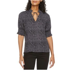 Worthington split tie neck blouse -M